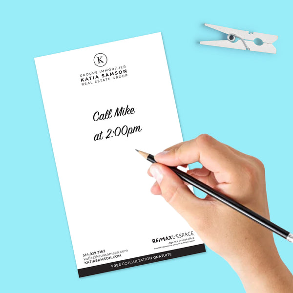 notepad, scratch pad, custom printed, 25 sheets, 50 sheets, print shop, real estate, give away, promotional item, full colour, cmyk