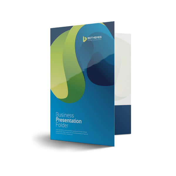 presentation folder, pocket folder, print shop, full colour, matte finish, high gloss finish, 2 pockets, 4" pockets, custom, graphic design