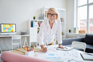 woman looking at camera in office