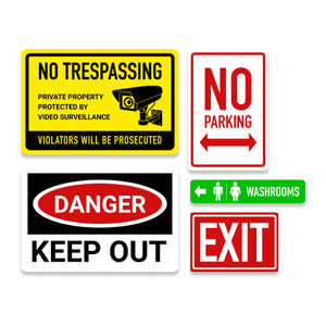 aluminum signs, various sizes, street signs, parking signs, retail signs, novelty signs, warming signs, custom printed